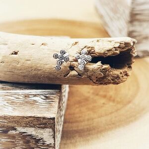 Sterling Silver CZ Cross Stud Earrings